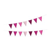 GUIRLANDE FANIONS ROSE 3M (14 fanions 15x21cm)