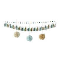 STARTER PACK VERT (guirlande 2.5m/pompon 30cmx3/guirlande pompon 3m)