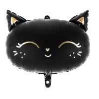 BALLON ALU TETE DE CHAT NOIR 48X36CM