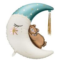 BALLON ALU OURS ASSIS SUR LA LUNE BLEUE 71X86CM