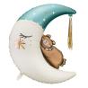 BALLON ALU OURS ASSIS SUR LA LUNE BLEUE 71X86CM
