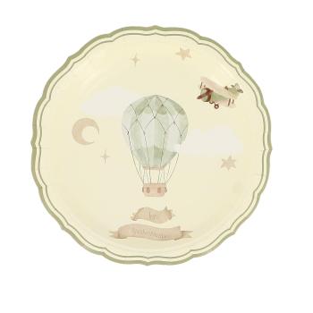 ASSIETTES 1ER ANNI DANS LES NUAGES TAUPE ET AMANDE DIAM.23CM X6