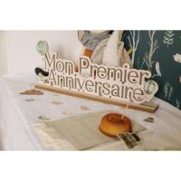 CENTRE DE TABLE BOIS MON 1ER ANNI DANS LES NUAGES 37.5X15CM