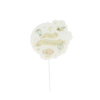 BOUGIE 1ER ANNIVERSAIRE DANS LES NUAGES TAUPE ET AMANDE DIAM.8CM