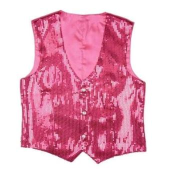 GILET PAILLETTE ROSE HOMME T.L