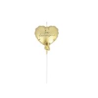 BOUGIE COEUR EFFET BALLON 1ER ANNIVERSAIRE OR METALLISE 5CM