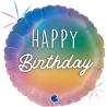 BALLON ALU ROND HAPPY BIRTHDAY RAINBOW 18"46CM