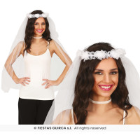 VOILE DE MARIEE AVEC COURONNE DE FLEURS