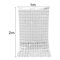 RIDEAU FOIL A CARRE ARGENT 200X100CM