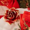 ROSE ROUGE ET PAILLETTES OR 8CM X4