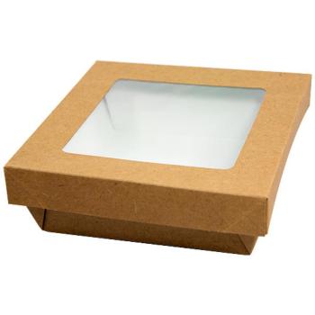 BOITE CARTON KRAFT + FENÊTRE 24X24X5CM