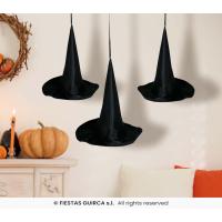 SET 3 CHAPEAUX SORCIERE A SUSPENDRE 18CM