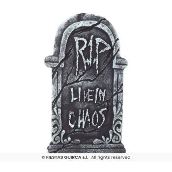 STELE TOMBALE "LIVE IN CHAOS" 43X22CM
