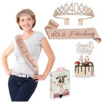 PACK ANNIVERSAIRE 40 ANS (diadème/echarpe/cake topper)