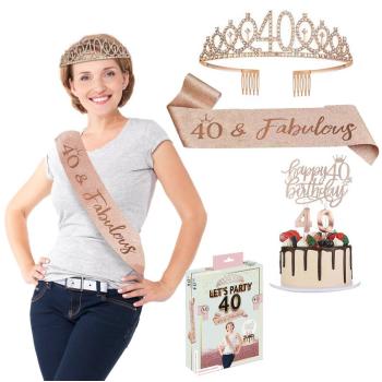 PACK ANNIVERSAIRE 40 ANS (diadème/echarpe/cake topper)