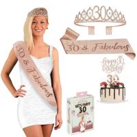 PACK ANNIVERSAIRE 30 ANS (diadème/echarpe/cake topper)