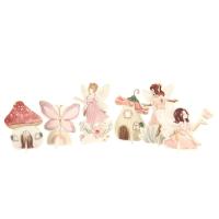 DECORATIONS A POSER FAIRY WORLD PAPIER ROSE PASTEL X6