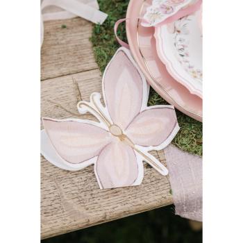 SERVIETTES FAIRY WORLD PAPIER ROSE PASTEL ET LILAS PAPILLON X10