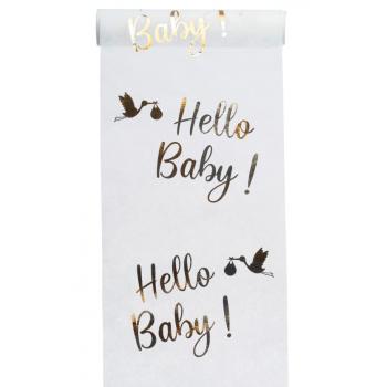 CHEMIN DE TABLE ELEGANCE HELLO BABY OR 28CMX5M