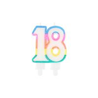 BOUGIE AGE 18 ANS MULTICOLORE 7,5CM