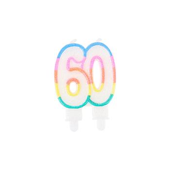 BOUGIE AGE 60 ANS MULTICOLORE 7,5CM