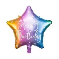 BALLON ALU ETOILE MULTICOLOR HAPPY BIRTHDAY 43CM
