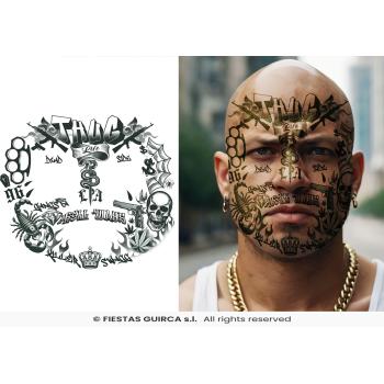 TATOUAGE VISAGE GANG 30X13CM