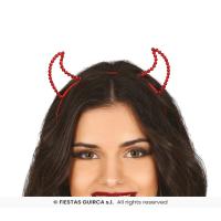 SERRE TETE STRASS DEMON METALLISE ROUGE