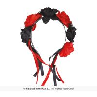 SERRE TETE FLEURS ROUGE ET NOIRE