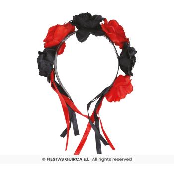 SERRE TETE FLEURS ROUGE ET NOIRE