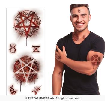TATOUAGE SATANIQUE ENSANGLANTE 30X13CM