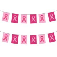 GUIRLANDE FANIONS RUBAN OCTOBRE ROSE (20x30cm) 10M