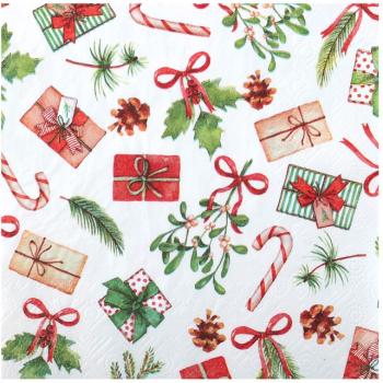 SERVIETTES BOUQUET NOEL MULTICOLORE 33X33CM X20