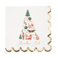 SERVIETTES MERVEILLEUX NOEL GOURMAND ROUGE, VERT ET OR 32X32XM X16