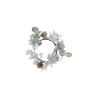 COURONNE FEUILLAGES BAIES, POMMES DE PIN POINSETTA ARGENT diam.15cm