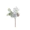 BRANCHE FEUILLAGES BAIES ET FLEURS POINSETTIA ARGENT 13,5CM
