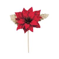 POINSETTIA ROUGE SUR TIGE 6X9CM