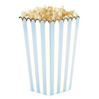 BOITES A POP CORN BLEU PASTEL ET OR X8