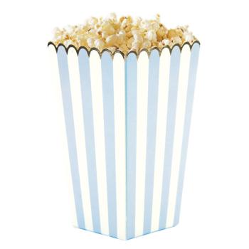 BOITES A POP CORN BLEU PASTEL ET OR X8