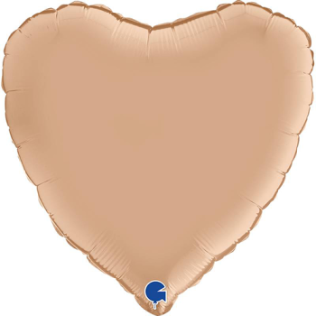 BALLON ALU COEUR SATIN NUDE 18"46CM