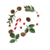 ASSORTIMENT NOEL SUCRE ROUGE/BLANC/VERT PAILLETTES OR (15 pièces)