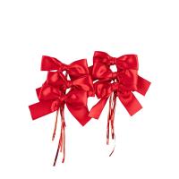 NOEUDS TISSU ROUGE 7X7CM  X6