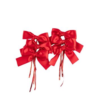 NOEUDS TISSU ROUGE 7X7CM  X6