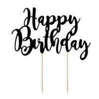 CAKE TOPPER HAPPY BIRTHDAY NOIR 22.5CM