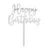 CAKE TOPPER HAPPY BIRTHDAY ARGENT 15.5X11CM