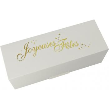 BTE A BUCHE BLANCHE VERNIS+ J. FETES OR+SEMELLE 35X11X11 A L'UNITE