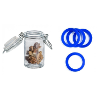 Petit bocal verre 6.5CL joint bleu foncé x12