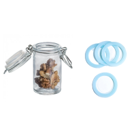 Petit bocal verre 6.5CL joint bleu ciel x12