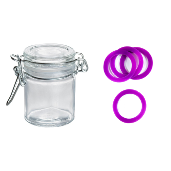 Mini bocal verre 4.5CL joint violet x12