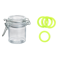 Mini bocal verre 4.5CL joint vert fluo x12